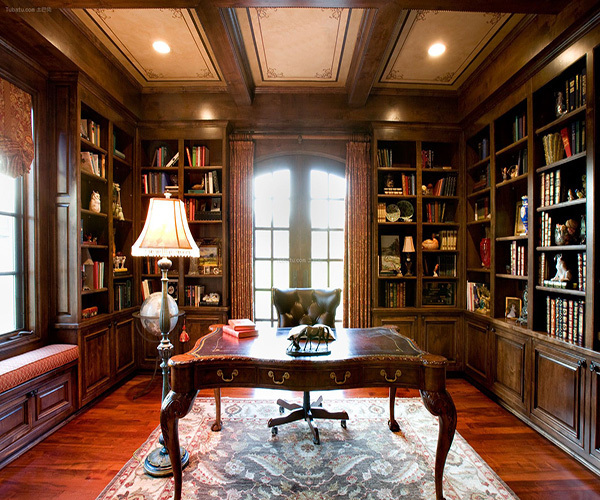 湛江别墅书房装修设计，可以让你在家中办公也能提升工作效率