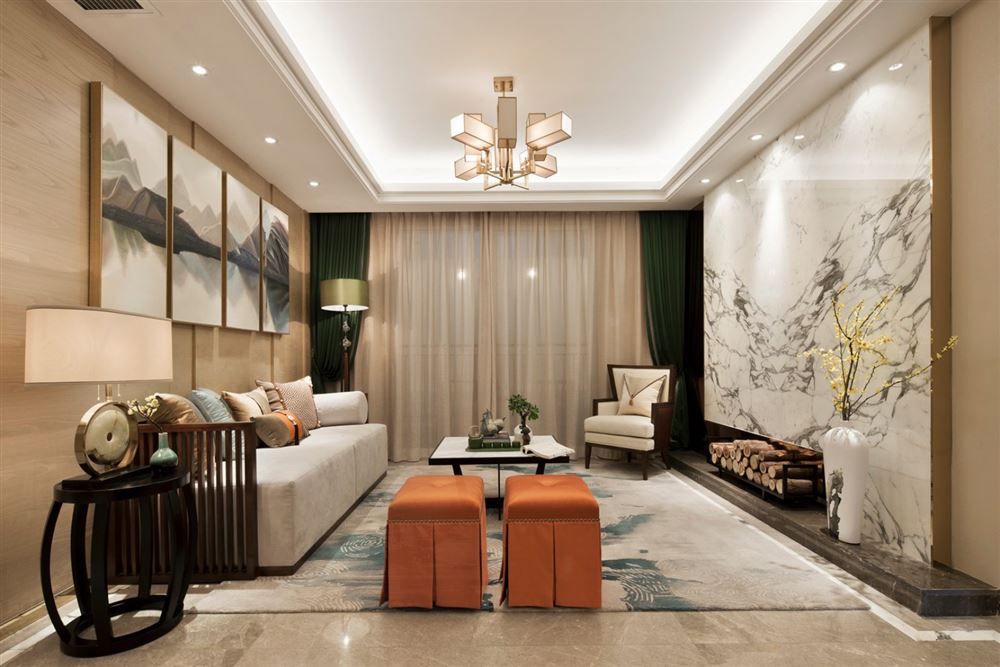 湛江城市美林四居135平方米-新中式风格湛江家装设计室内装修效果图